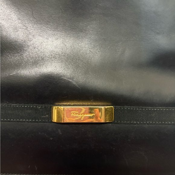 Salvatore Ferragamo 90's vintage Black Leather Crossbody Bag with Gold Accent - Picture 5 of 10